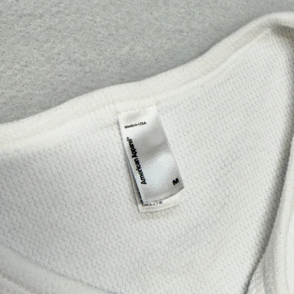 SoBe American Apparel Henley Mens Shirt Medium White Waffle Knit USA VTG